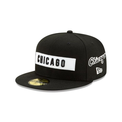 Black Chicago White Sox Hat - New Era MLB Boxed Wordmark 59FIFTY Fitted Caps USA5632809